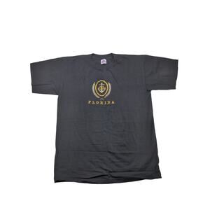 Alstyle Apparel Florida T Shirt Size L Black Embroidered Anchor Naval